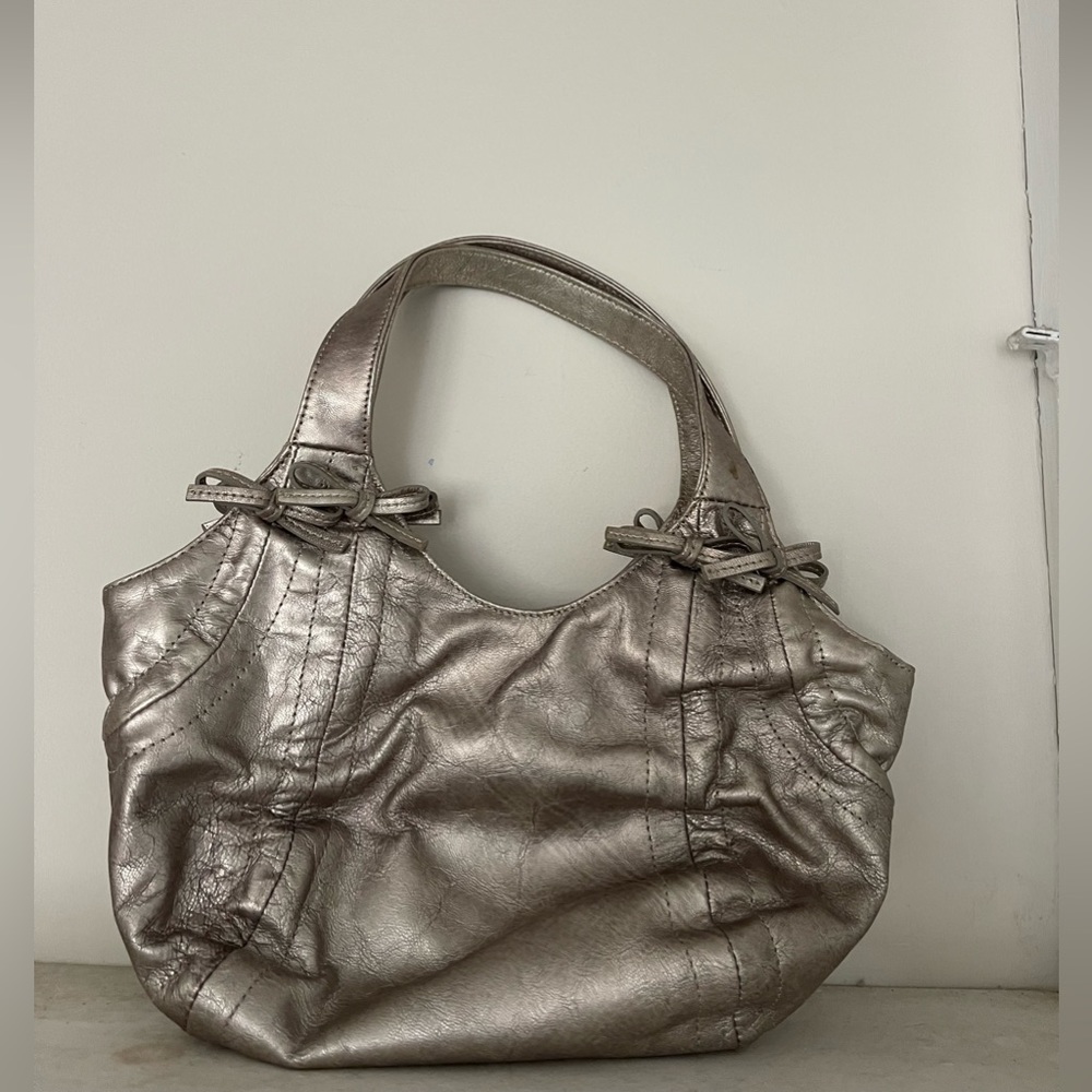 DKNY gunmetal bow handbag
